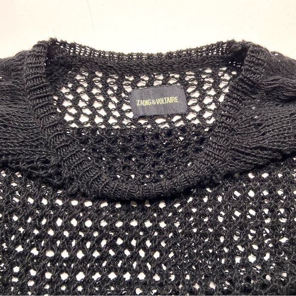 ZADIG & VOLTAIRE Black Linen Crochet Knit Sweater - Picture 5 of 16
